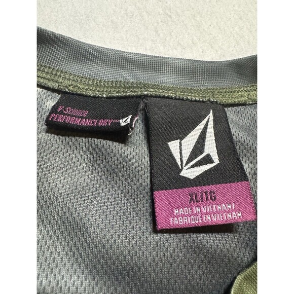 Y2K Volcom Jersey Shirt Size XL Green Graphic Diamond Grunge Skate Long Sleeve - Picture 3 of 10